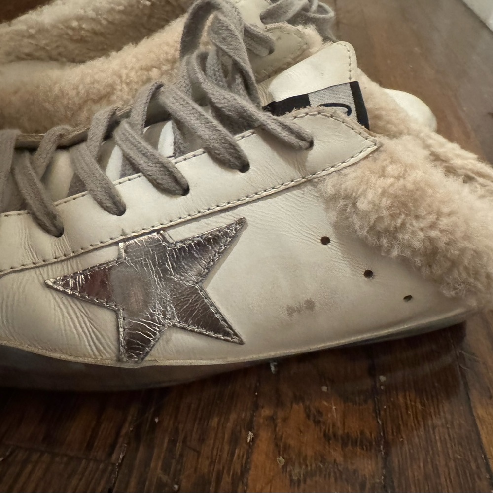 Golden Goose Beige and Metallic Sneakers with Sherpa-Size 39 - Picture 5 of 8